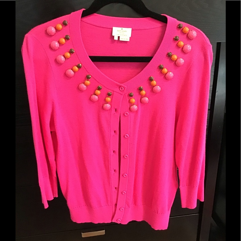 Kate Spade fuchsia Large cardigan with beading.